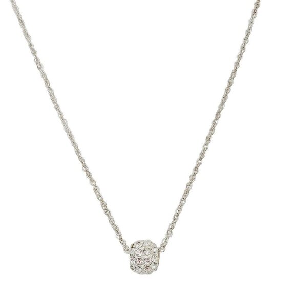 Vieste Crystal Collection Silver Necklace Pave Crystal Bead 19" NEW Delicate - Picture 1 of 5
